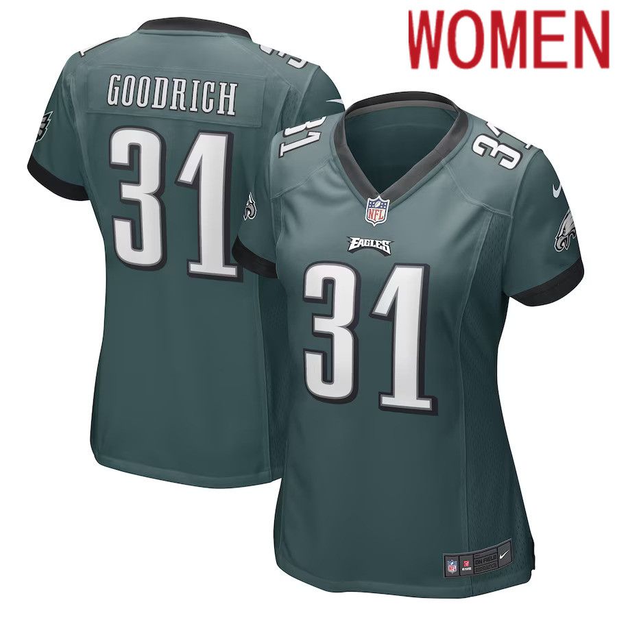 Women Philadelphia Eagles #31 Mario Goodrich Nike Midnight Green Game Player NFL Jersey->women nfl jersey->Women Jersey